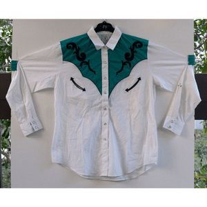 Men's Teal and White Casual Button Down Shirt